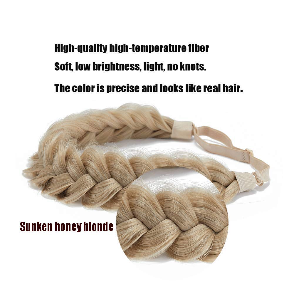 TOECWEGR Synthetic Hair Braided Headband Classic Wide Strands Wedding Disorderly Fluffy Braids Wig Band Women Beauty Accessory