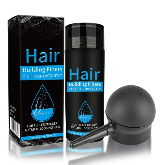 Hair Building Fibers with Spray, Hair Thickening Fibers for Thinning Hair & Bald Spots Thicker Fuller Hair in 15 Seconds Suitbable for Man and Woman 0.97Oz(Dark Brown)