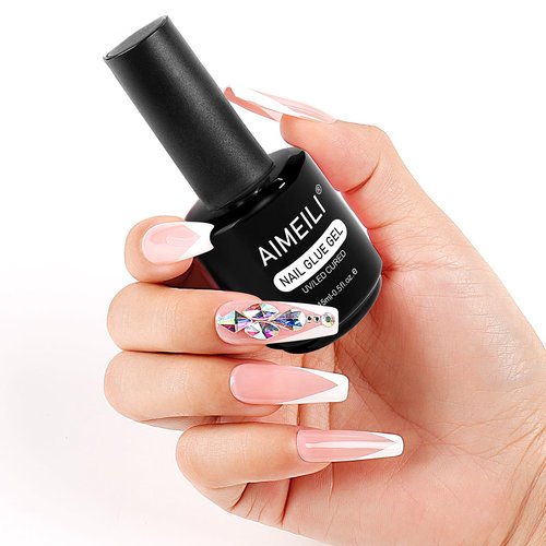 AIMEILI Hema Free 2 in 1 Nail Glue and Base Gel 15ML for Acrylic Nails, Cruelty Free, Vegan, Strong Nail Glue Gel for False Nails