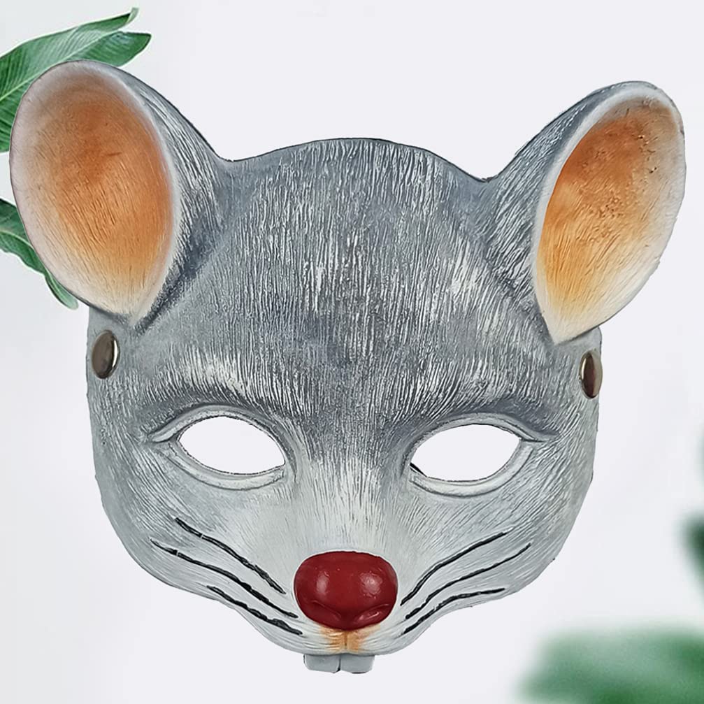 NOLITOY Rat Mask Rat Head Masks Animal Masks for Halloween Costume Party Props Light Grey