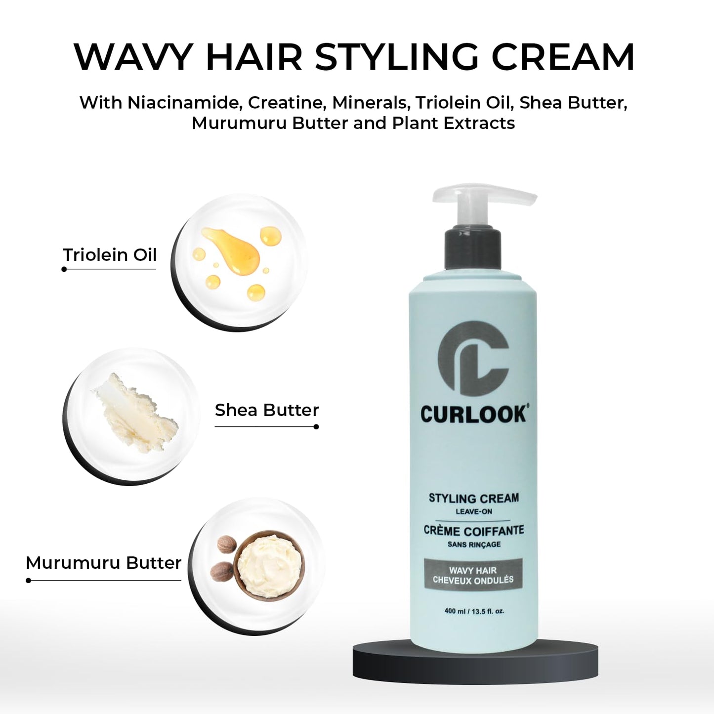 Skiennix Wavy Hair Styling Cream - Silicone-Free Formula for Soft, Defined Waves | 400ml