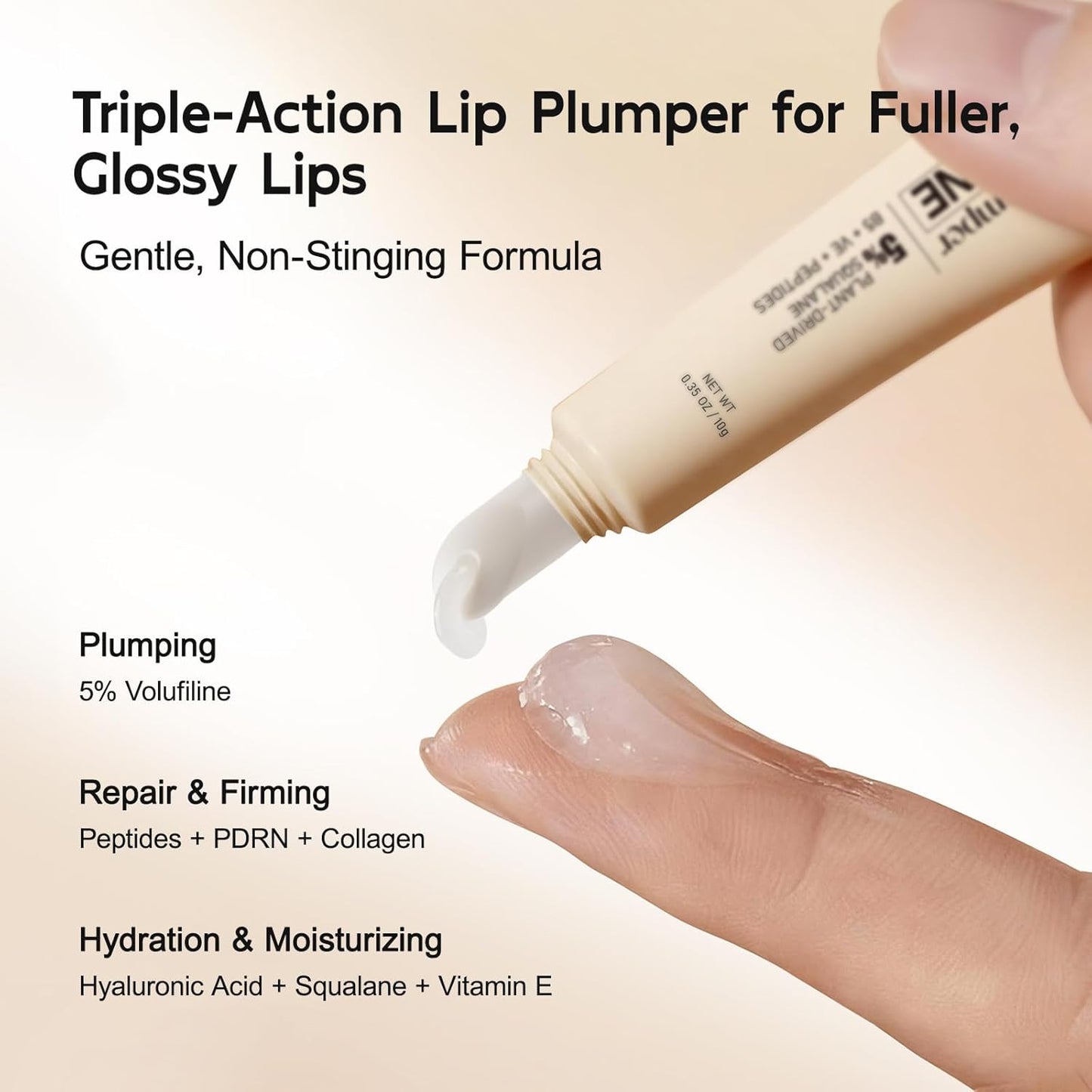 YouthVibe Lip Serum & Gloss - Hydrating 5% Volufiline Formula with Shea Butter & Collagen for Fuller Lips - Clear
