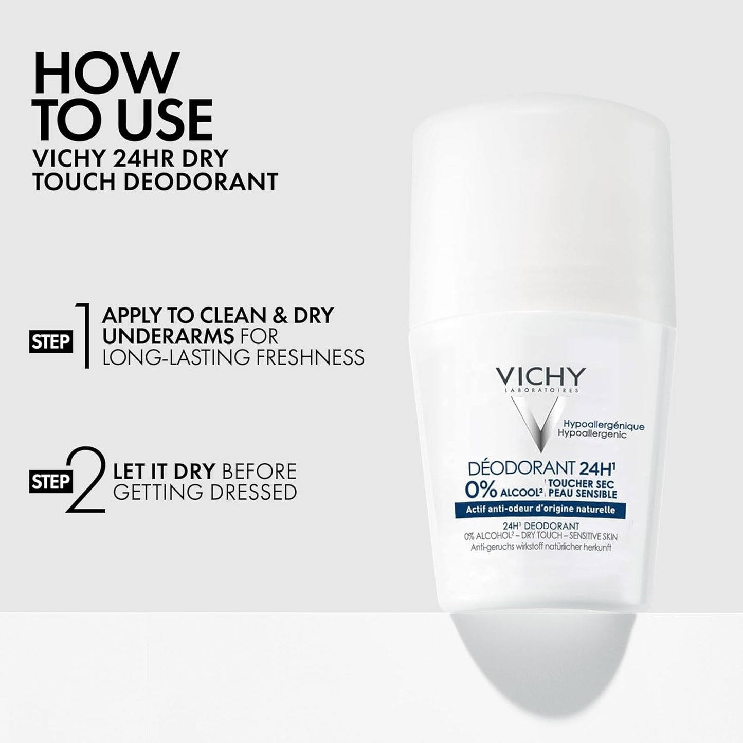 VICHY 24-Hour Dry Touch Deodorant - Long-Lasting Protection for All Skin Types