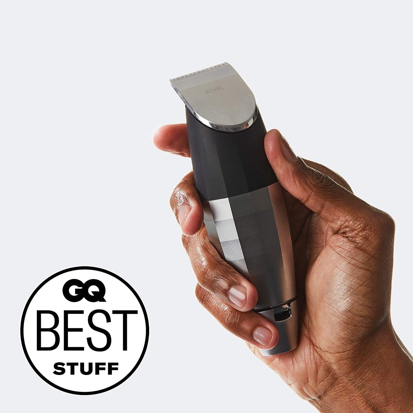 Bevel Beard Trimmer for Men - Cordless, Adjustable Zero Gapped Blade | 6-Hour Rechargeable Battery, Silver