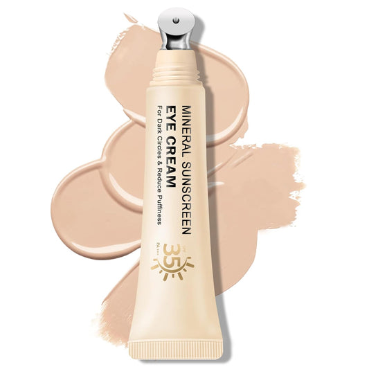 Skiennix Mineral Sunscreen Eye Cream - 3-in-1 Under Eye Treatment for Puffiness, Dark Circles & Wrinkles | SPF 35 (Light)