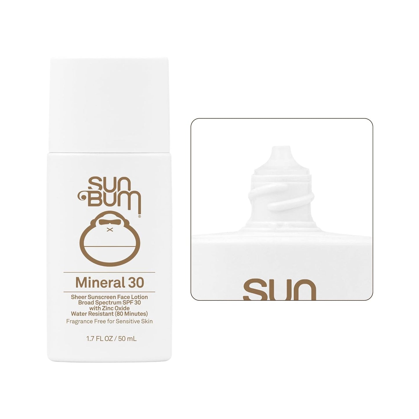 Sun Bum Mineral SPF 30 Face Sunscreen Lotion - Fragrance-Free Moisturizing Protection - Travel Size 1.7 oz