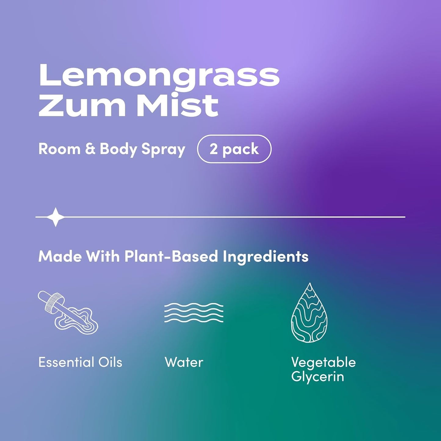 Indigo Wild Zum Mist Room & Body Spray - Aromatherapy Essential Oil - Lemongrass Scent | 4 fl oz (2 Pack)