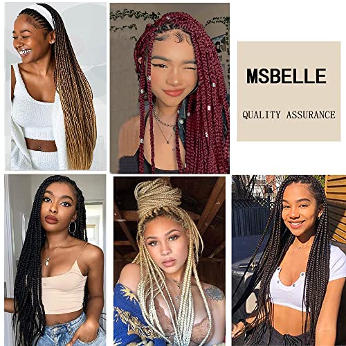 MSBELLE 20inch Pre Stretched Braiding hair 6 Packs/Lot Braiding Hair Extensions Hot Water Setting Crochet Synthetic Braids Hair Black
