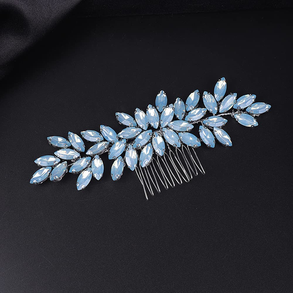 Jumwrit Bride Wedding Hair Comb Rhinestone Bridal Hair Comb Wedding Headpiece Handmade Hair Accessories for Bridesmaid Women Girls(Opal)