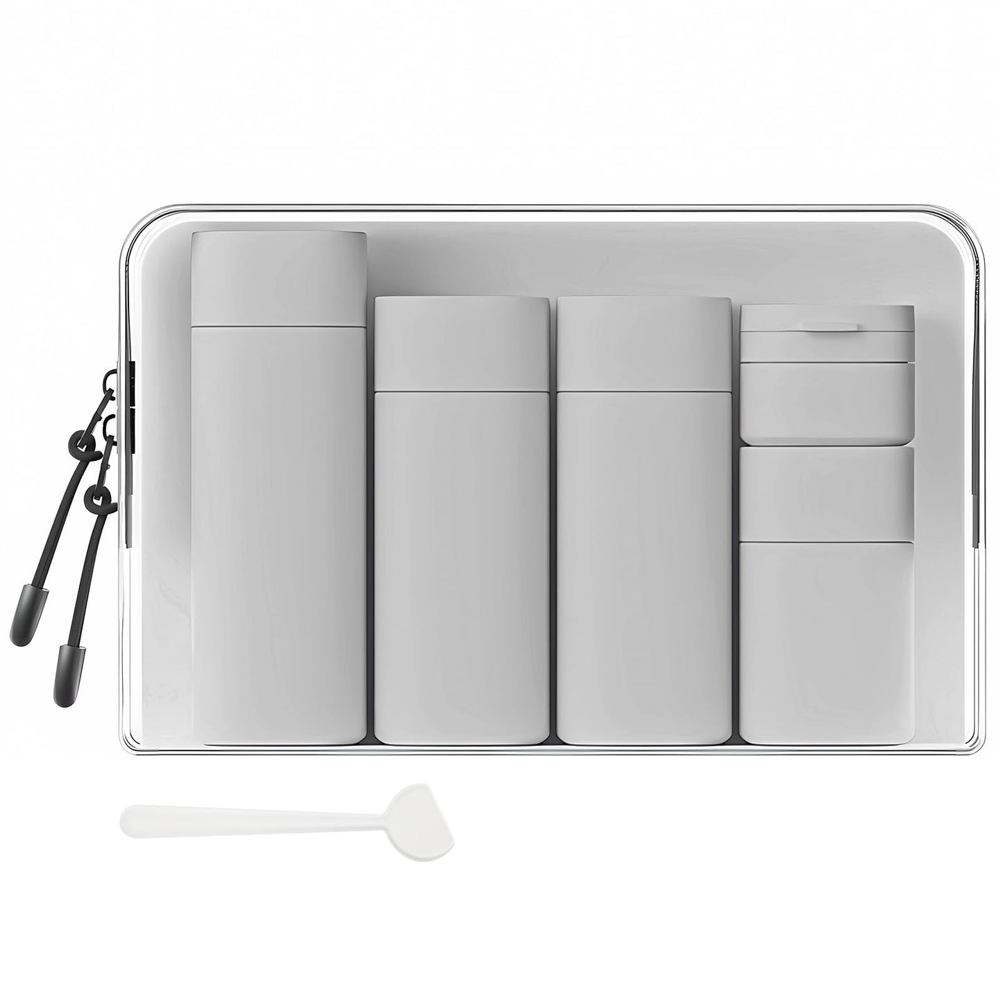 Travel Bottles for Toiletries, 5 Pack Travel Size Containers, TSA Approved Leak Proof Refillable Portable Travel Toiletry Bottles Set with Clear Toiletry Bag for Shampoo Conditioner, Lotion (Grey)