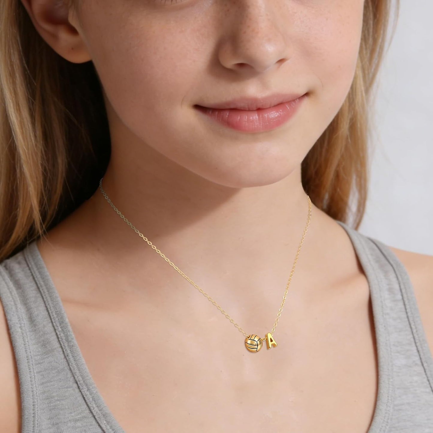 Volleyball Initial Necklace by [Brand Name] - A-Z Letter Design | Perfect Gift for Volleyball Lovers