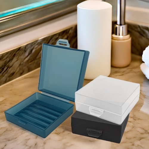 Elimeta Soap Container, Shower Square Bar Holder Fit Handmade Soap, Travel Soap Case (Matt Black)