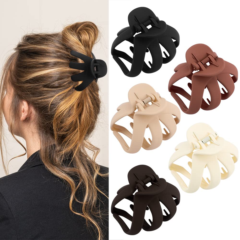 Hair Clips Claw Clips for Thick Hair 5Pcs Large Hair Clips 3.15'' Big Octopus Hair Clip Long Thick Medium Hair Neutral Jumbo Jaw Clips Hair Accessories for Women Girls