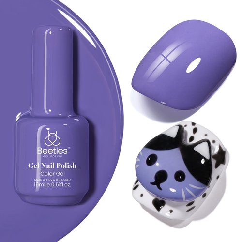 Beetles Purple Gel Polish - 1pc 15ml Periwinkle Pale Soft Purple Gel Spring Colors Soak Off Uv Lamp Nail Art Manicure Salon Design DIY Home Gift for Women Girls