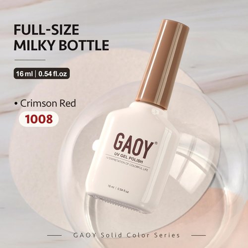 GAOY Red Gel Nail Polish, 16ml Soak Off Gel Polish, UV Light Cure for Nail Art DIY Manicure at Home, 1008 Crimson Red