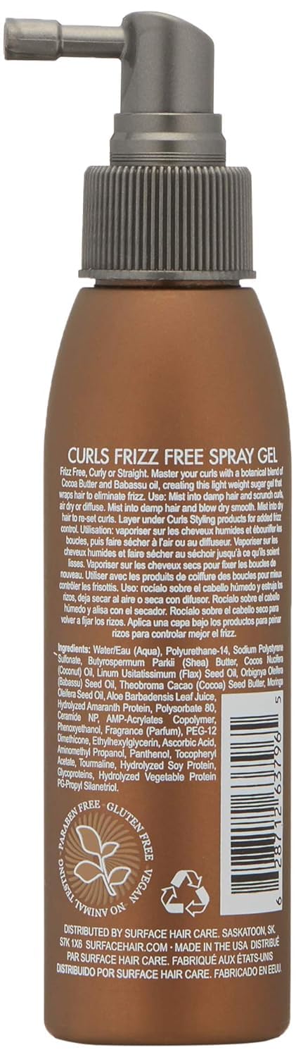 SURFACE Hair Curl Spray Gel - Frizz-Free Control With Cocoa Butter & Babassu Oil | 4 Fl. Oz.
