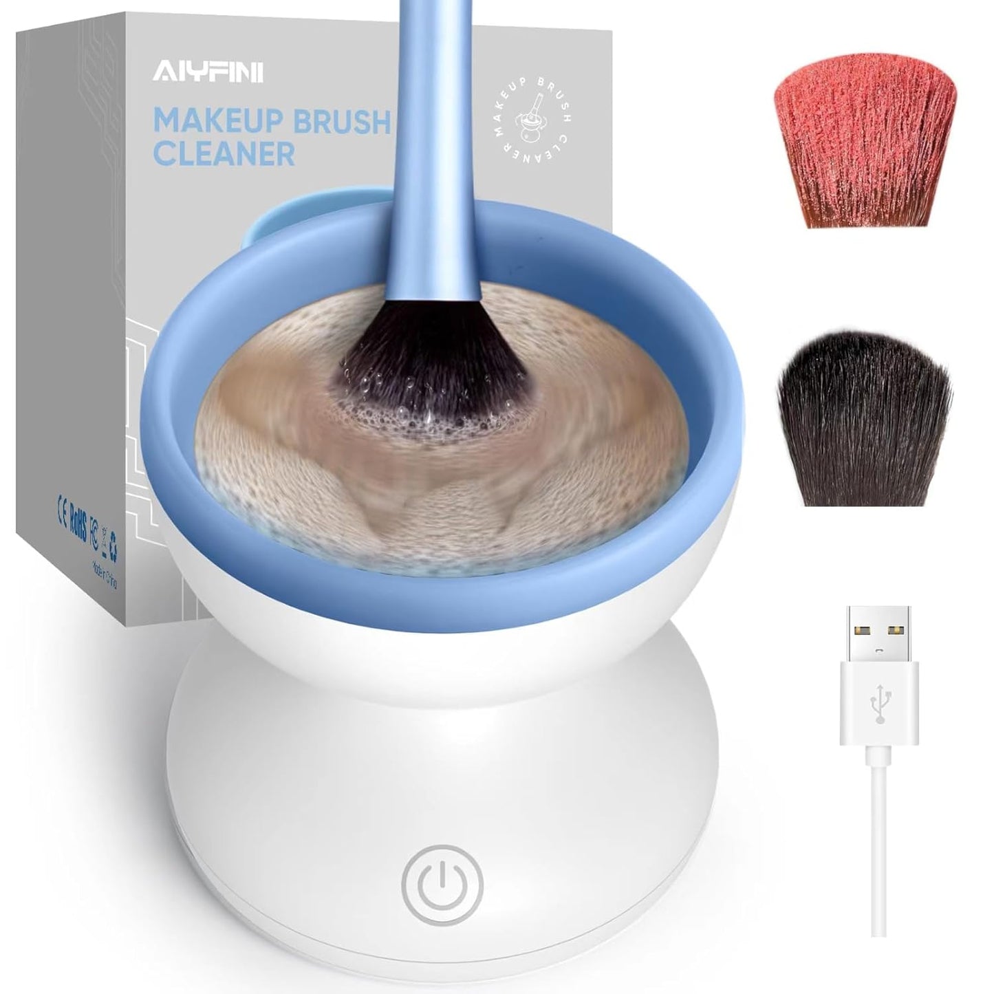 Alyfini Makeup Brush Cleaner Machine - Electric Professional Tool for Kabuki & Liquid Makeup | Ideal Gift for Women