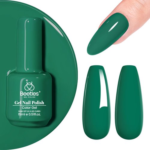 Beetles Green Gel Nail Polish, 1Pcs 15ml Color Gel Polish Soak Off UV LED Day Nails Art Manicure Salon DIY Home Spring Nails Gift for Women