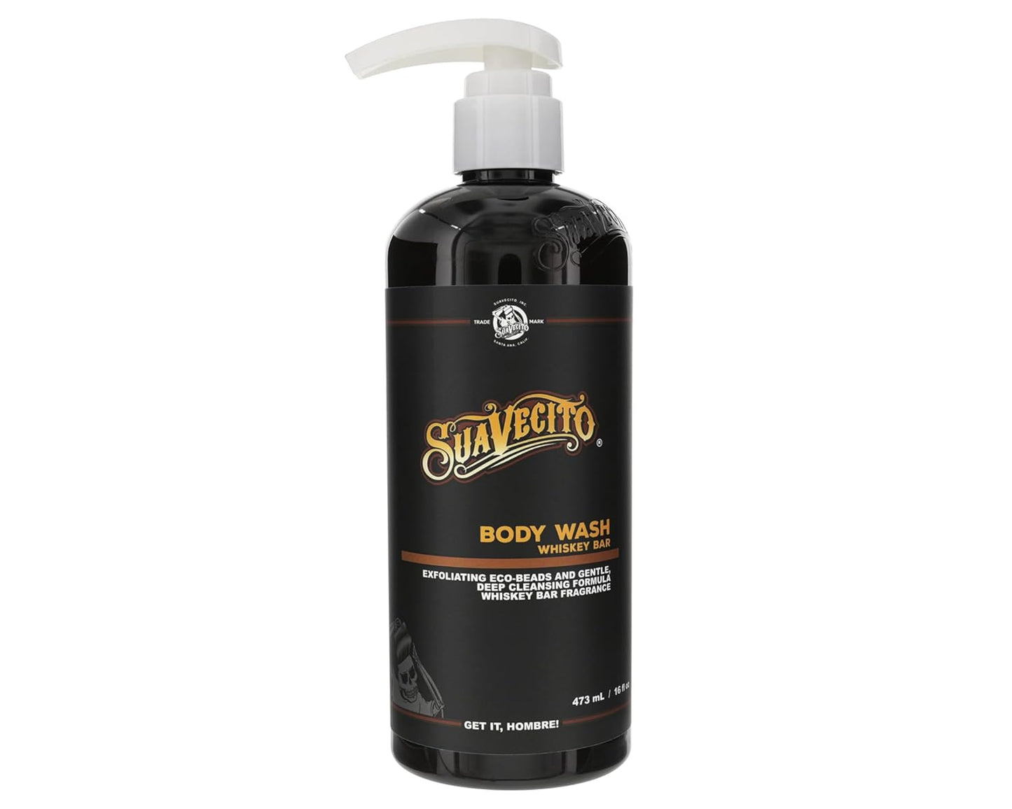 Suavecito Men's Body Wash - Exfoliating Deep Clean Formula | 16 oz Pump Bottle with Whiskey Bar Scent