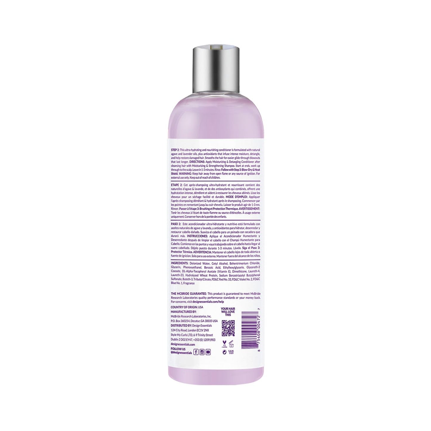 Design Essentials Agave & Lavender Moisturizing & Detangling Conditioner-Blow-Dry & Silk Press Collection - 12oz