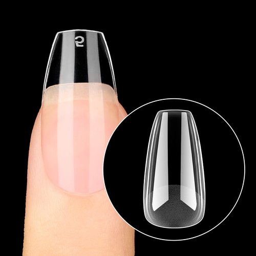 Beetles Gel Nail Tips Short Coffin 576 PCS Half Matte Pre-shape Short Fake Nails 12 Sizes Full Cover Acrylic False Nails Extension DIY Manicure Gifts for Women