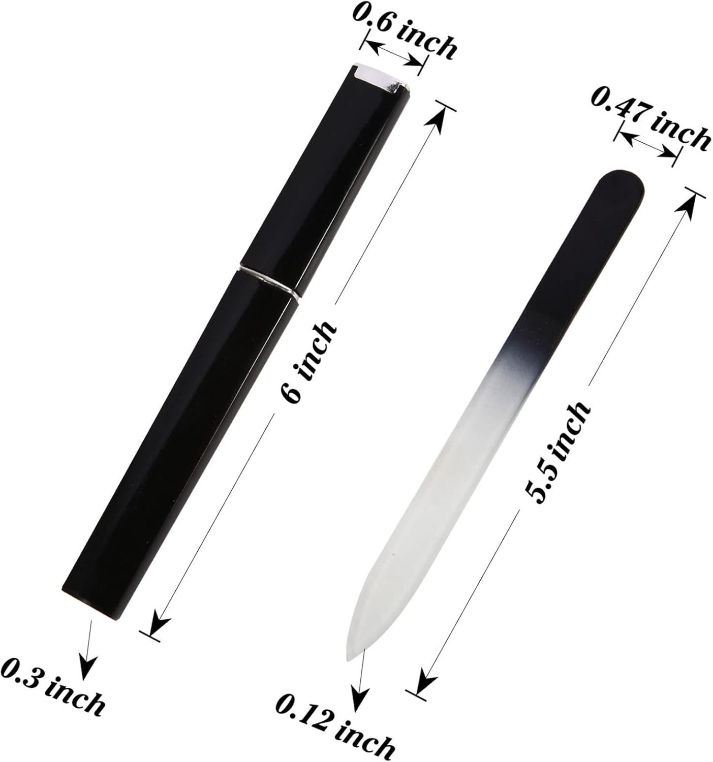 Skiennix Crystal Glass Fingernail File Set - Double-Sided Etched for Gentle Nail Care | 3 Pack with Case