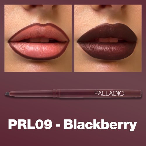 Palladio Retractable Lip Liner - Waterproof, High Pigment, Smudge-Proof | Long-Lasting Black Berry