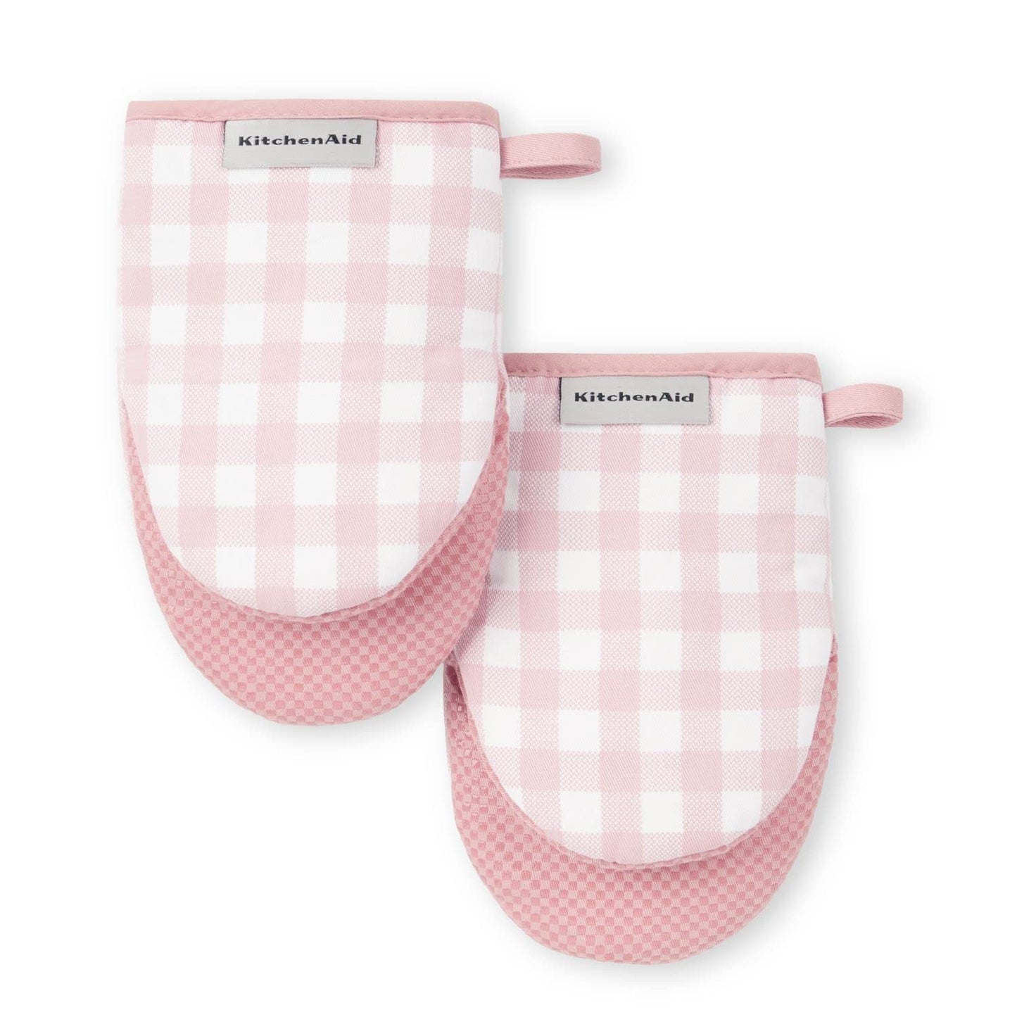 KitchenAid Gingham Mini Oven Mitt 2-Pack Set, Blue Velvet, 5.5"x8"