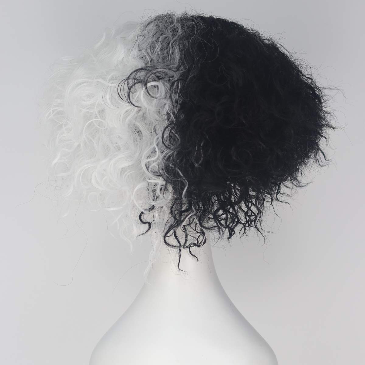 Black and White Wig, Missuhair Women's Synthetic Short Curly Hair Costume Wig Adult Halloween Movie Party Copslay Wig