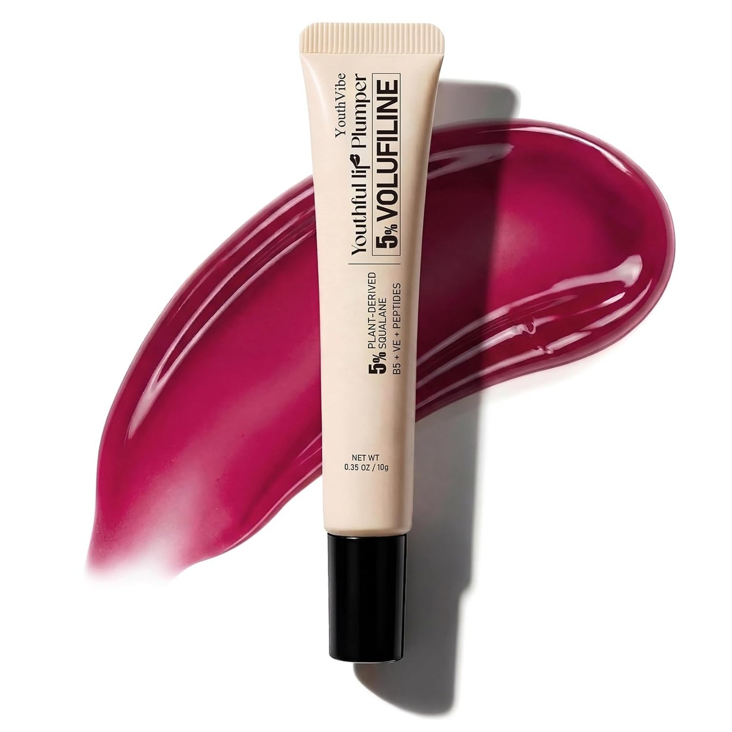YouthVibe Lip Serum & Gloss - Hydrating 5% Volufiline Formula with Shea Butter & Collagen | Berry Blush