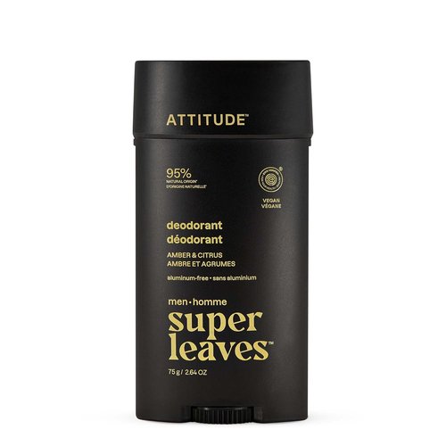 ATTITUDE Aluminum-Free Deodorant for Men - 95% Natural Ingredients | EWG Verified, Plant-Based Odor Control, 2.64 Oz
