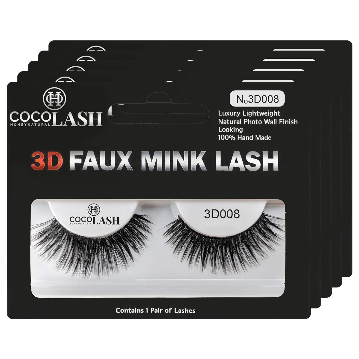 Cocohoney 3D Faux False Mink Eyelashes (5 pairs) - PARTY LOOK | 100% Hand Made | Cruelty Free | Reusable | Ultralight | Durable