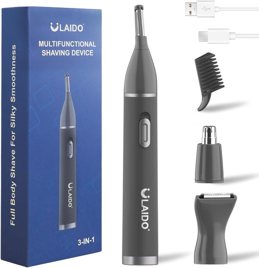 Skiennix Nose Hair Trimmer - Painless 3-in-1 Grooming Kit for Nose, Ear & Eyebrow Hair | Rechargeable & Waterproof