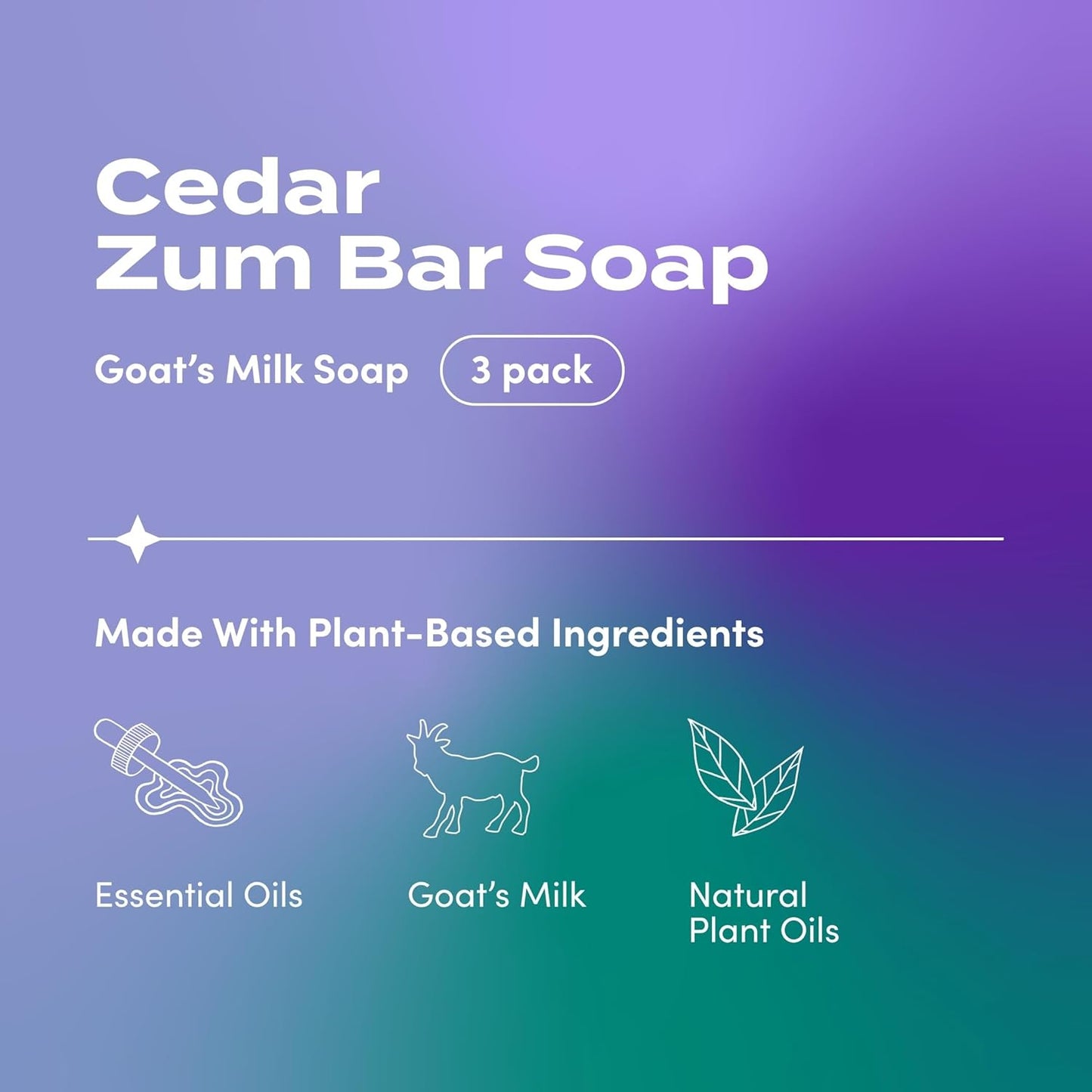Zum Goat's Milk Soap Bar - Nourishing Hand & Body Cleanser with Essential Oils - Cedar Scent | 3 oz (3 Pack)