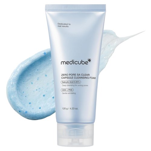Medicube Facial Cleanser - Zero Pore Capsule Cleansing Foam | Gentle Daily Cleanser for Pore Care | AHA, BHA & PHA, 4.23 oz