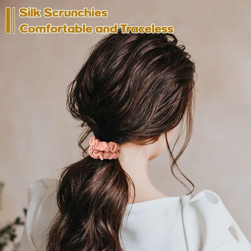 6PCS Silk Scrunchies, Elastic Mulberry Silk Hair Ties, 100% Scrunchies for Women Girls, Elastic Ponytail Holders No Damage