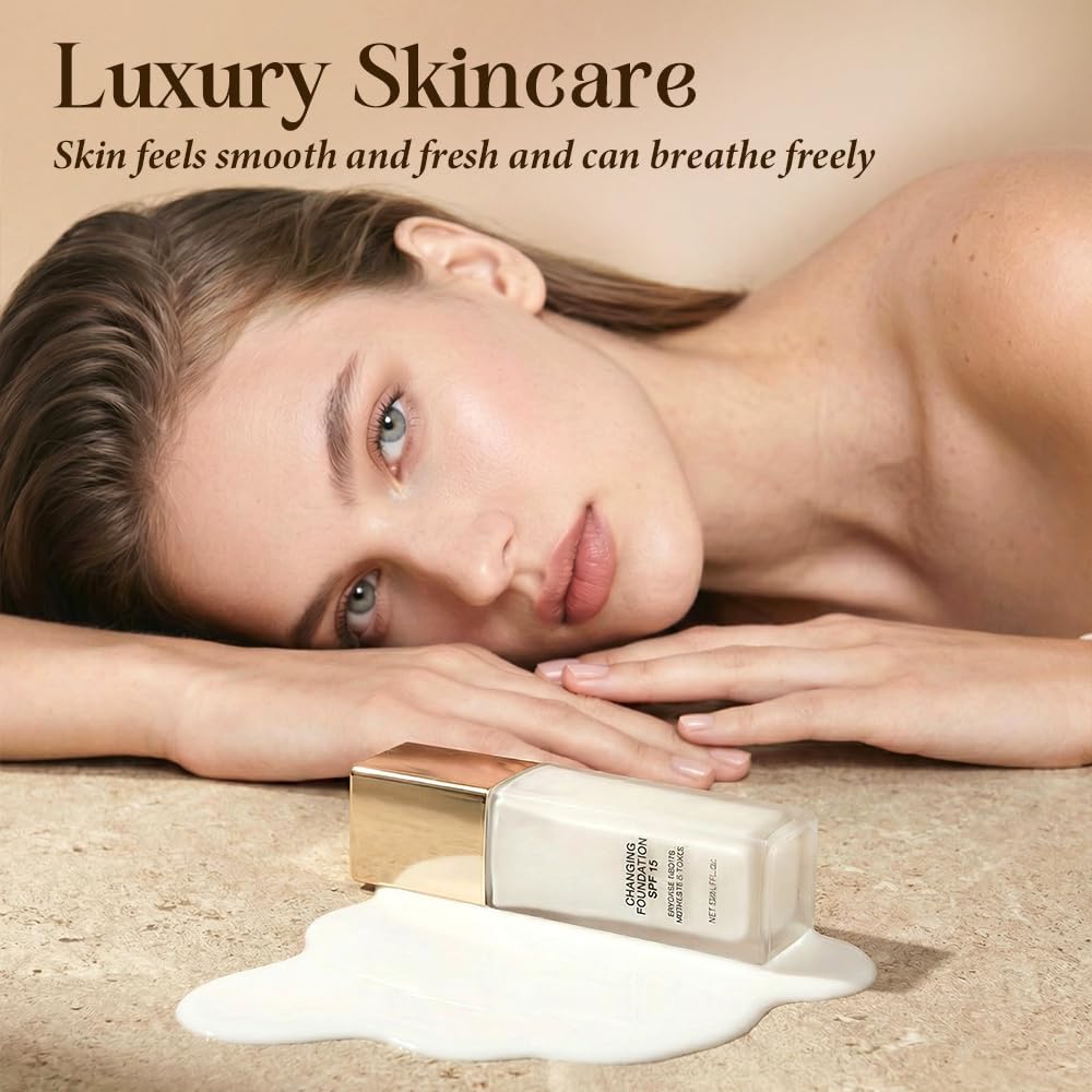 Skiennix Color Changing Foundation - Hydrating & Lightweight Liquid for Mature Skin | Self-Adjusting Tone (1PC)