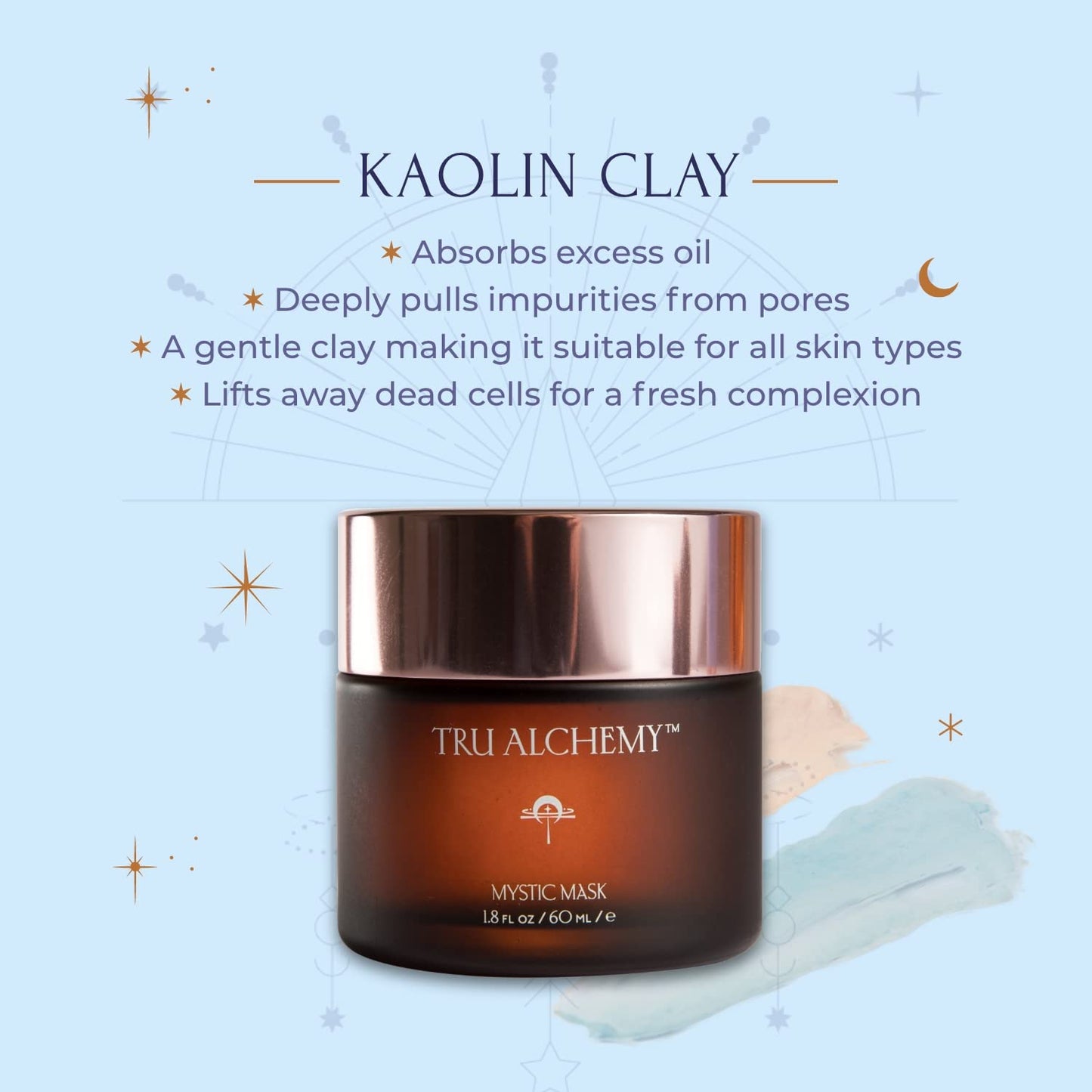 Tru Alchemy Mystic Mask | Clay Mask for Face, Pores, & Age Spots | Cleansing Kaolin Clay, Vitamin C, & Niacinamide | Deep Pore Cleansing Mask | Exfoliating Facial Masks | 1.8 oz