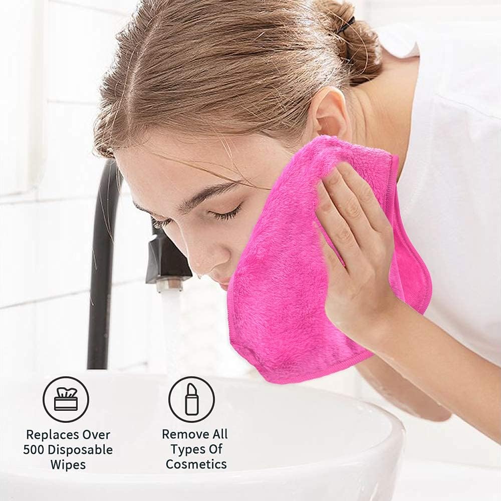 UWEME Makeup Remover Cloths - Reusable Microfiber Face Towels for Women | Fast Drying, 4 Count
