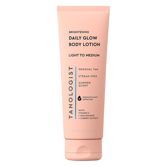 Tanologist Brightening Daily Glow Body Lotion - Light/Medium Gradual Tanner, Streak-Free & Vegan, 8.45 fl. oz