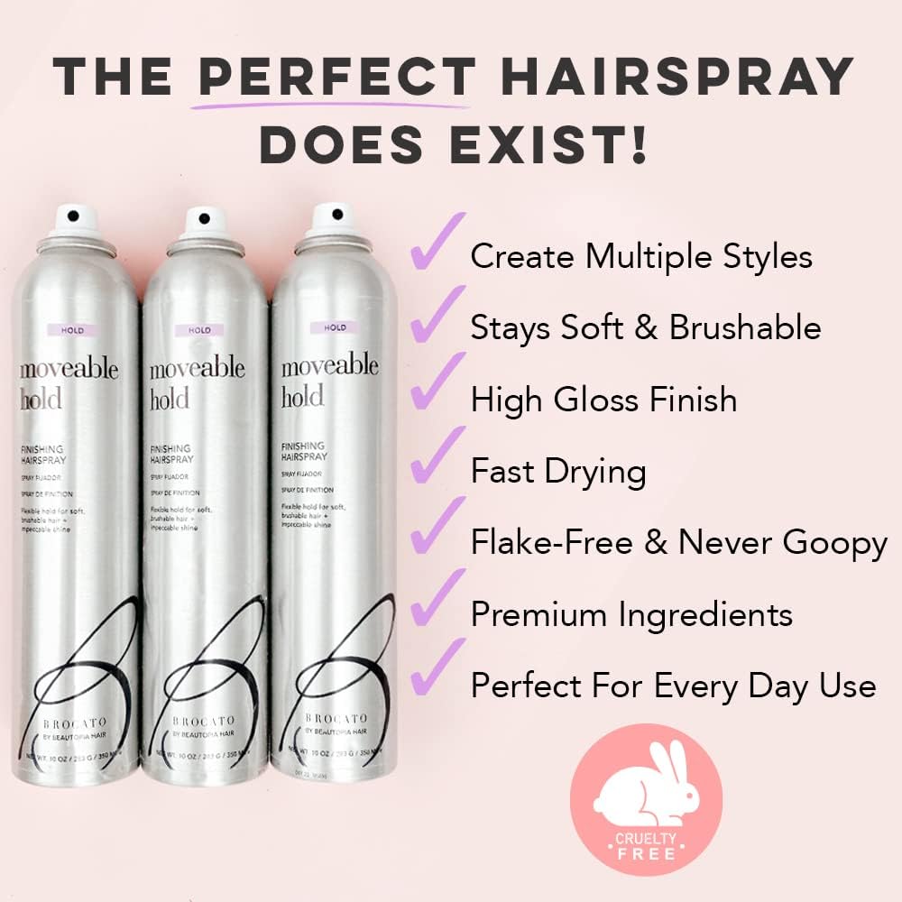 Brocato Moveable Hold Hairspray - 10oz | Exceptional Control & Brilliant Finish for All Hair Types