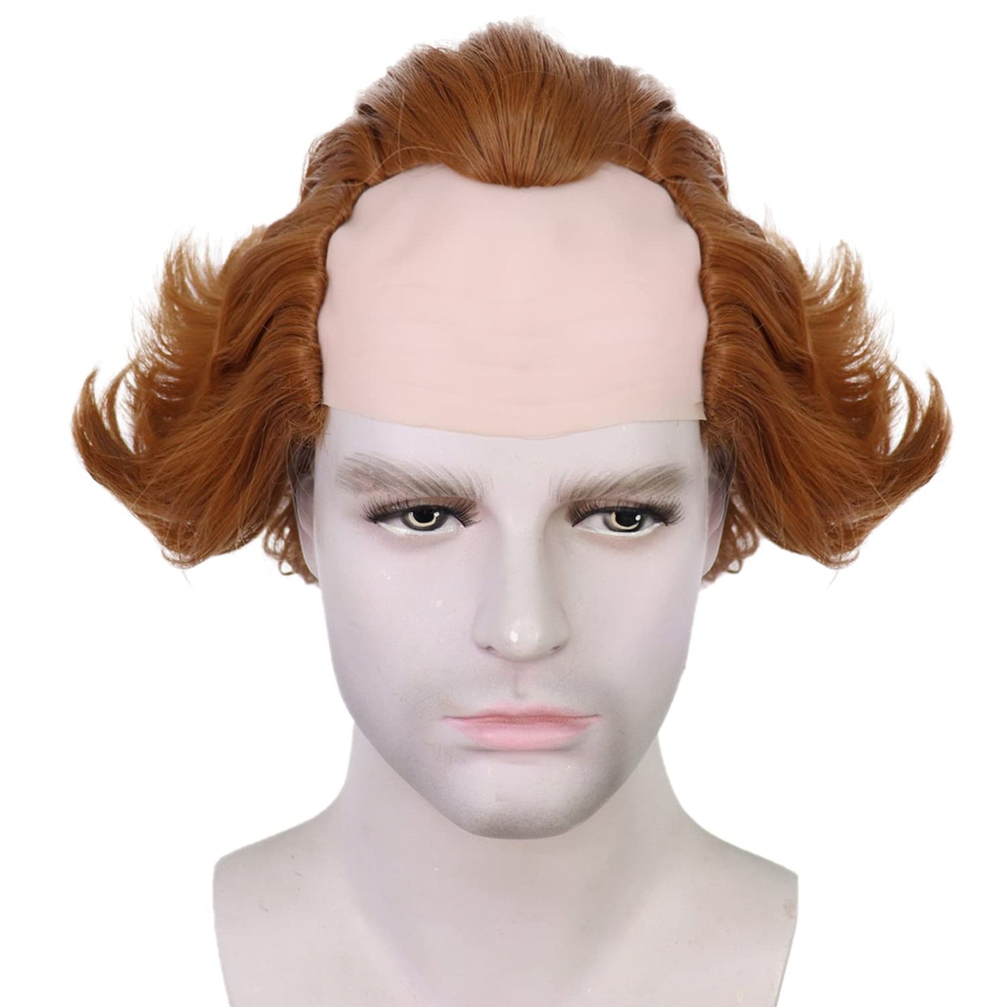 HUNIGIR Dark Orange Bald Wig Short Fluffy Wig Ginger Bald Head Wig Heat Resistant Synthetic Halloween Party Cosplay Costume Wig (Copper)