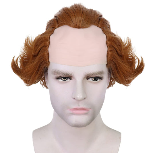 HUNIGIR Dark Orange Bald Wig Short Fluffy Wig Ginger Bald Head Wig Heat Resistant Synthetic Halloween Party Cosplay Costume Wig (Copper)