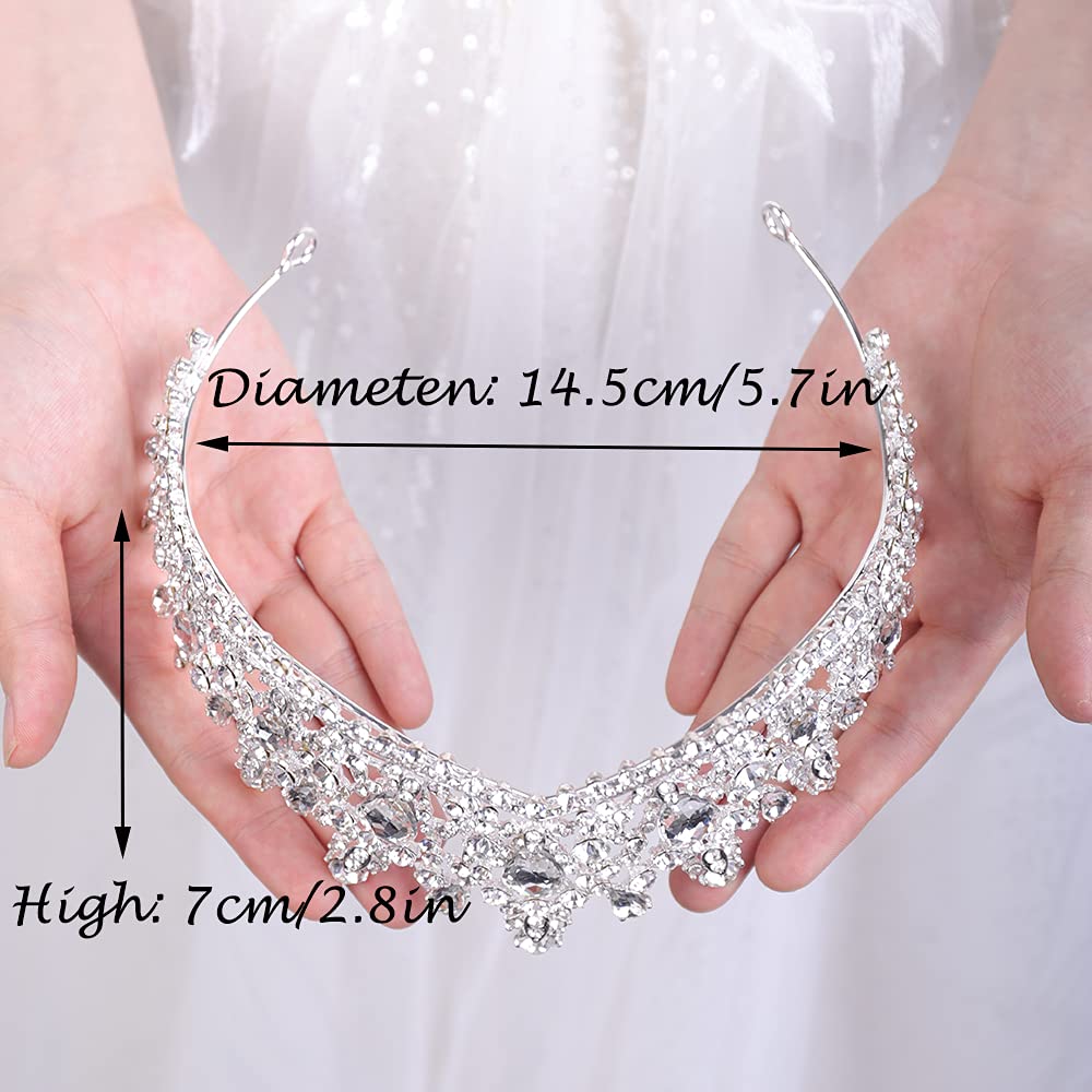 wekicici Wekicici Wedding Crown Crystal Rhinestone Tiara Silver Bridal Princess Tiara Headbands Hair Accessories for Bride