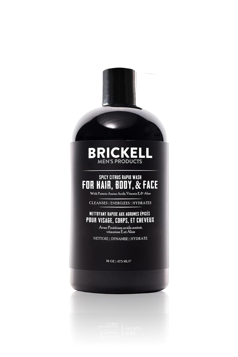 Brickell Men's 3-in-1 Body Wash Gel - Natural & Organic Spicy Citrus Scent, 16 Ounce