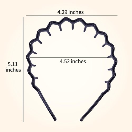 HFZRZFH Zig Zag Headbands for Women, Classic 90s Headband with Teeth, Non-Slip Plastic Comb Hair Band for Slicked Back Styles, Curly Hair and Everyday Face Washing Accessories, 2 Pack Black & Brown