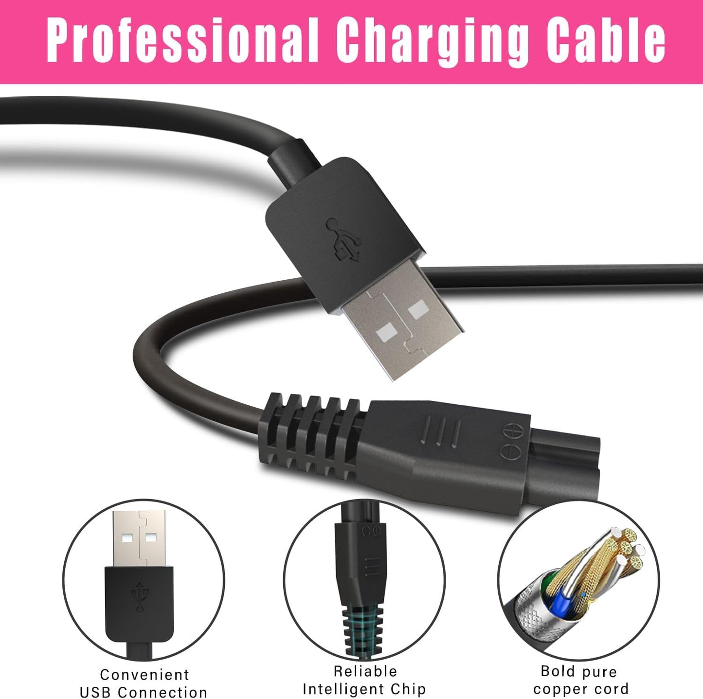 SUPRENT Hair Clipper Charger Cord - Universal Replacement for Electric Clippers & Trimmers | Compatible with Various Brands