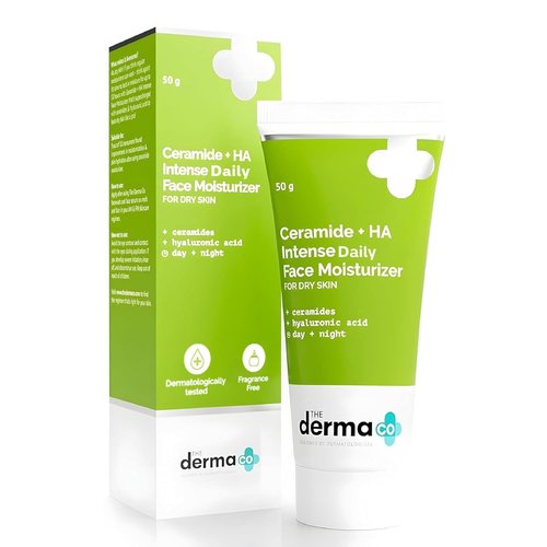 Derma Co Ceramide + HA Daily Face Moisturizer - Fragrance-Free, Lightweight Hydration | 1.76 Oz/50g