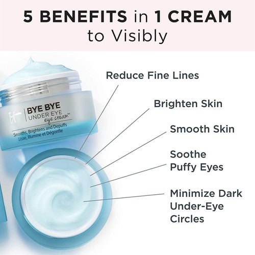 IT Cosmetics Bye Bye Under Eye Cream - Hydrating & Quick-Absorbing Formula - Reduces Fine Lines & Dark Circles - 0.5 Fl Oz