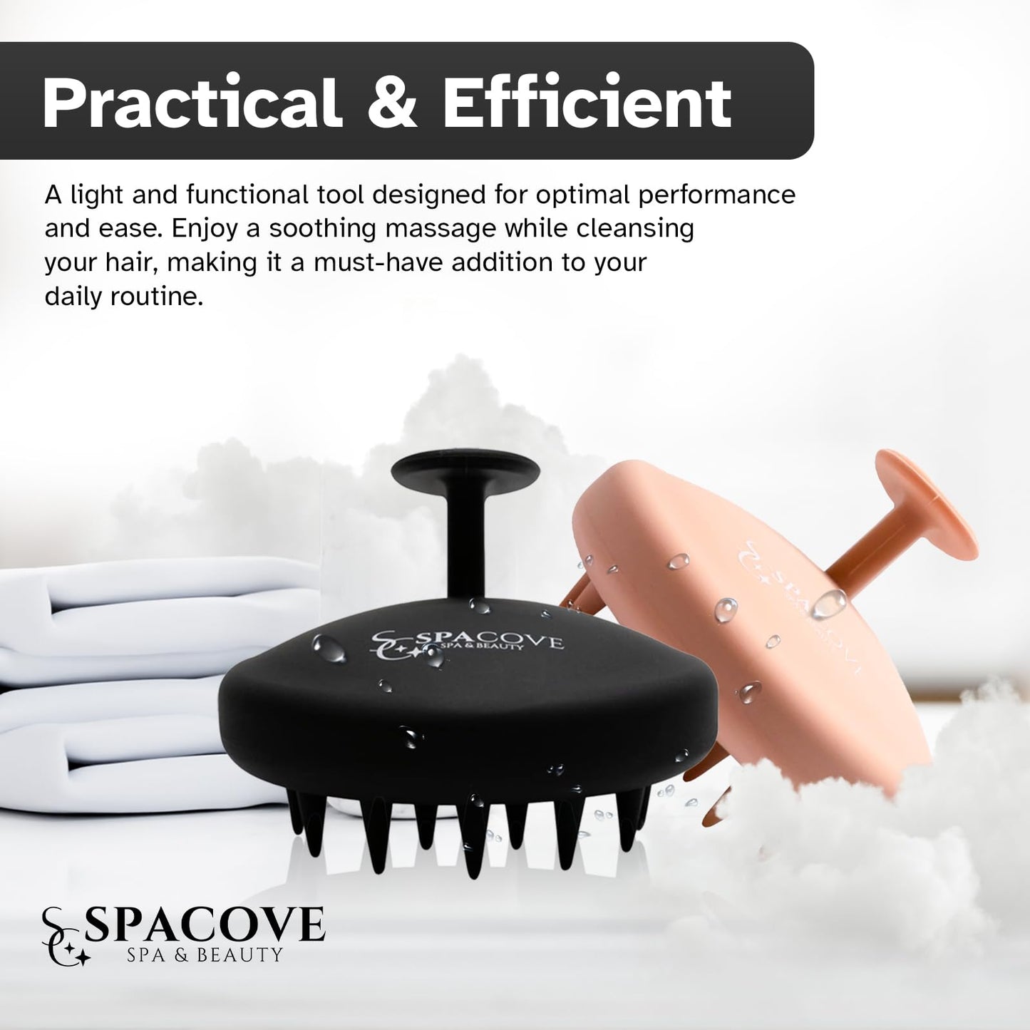 SPACOVE Scalp Massager Hair Growth with Soft Silicone Scalp Scrubber Shampoo Brush for Dandruff Removal Wet and Dry Hair Brush Scalp for Mens and Womens (Beige)